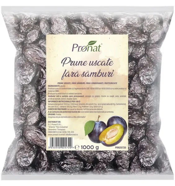 Prune uscate, fara samburi, 1kg