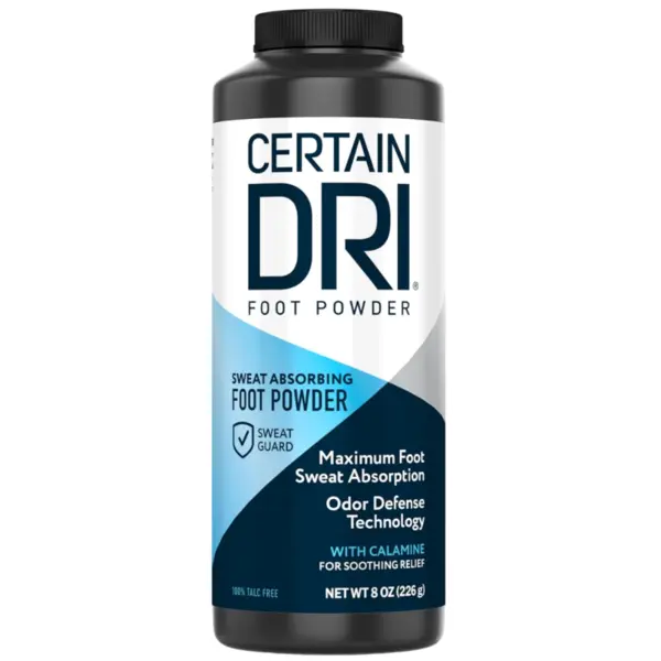 Pudra Antiperspiranta, Certain Dri, Triple Action, pentru Picioare, impotriva Transpiratiei, Formula fara Talc, Parfum Delicat de Calamina, 226gr