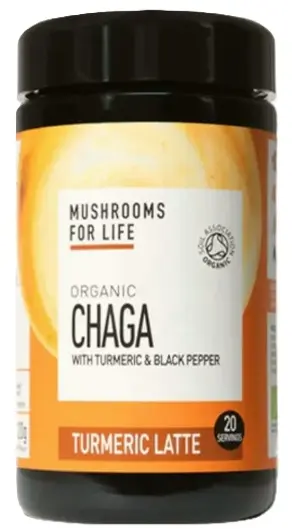 Pudră de latte organică cu turmeric și chaga, 120 g, Mushrooms 4 Life