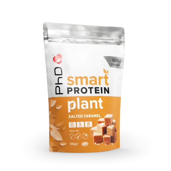 Pudra de proteine vegetale cu aroma de caramel sarat Smart Protein Plant, 500g, PhD