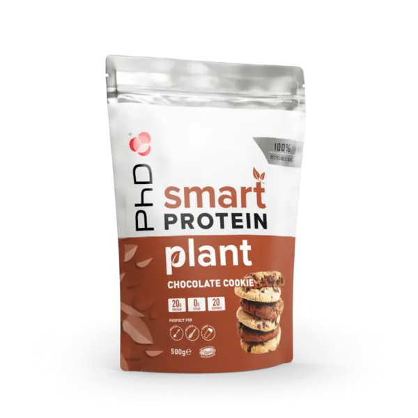 Pudra de proteine vegetale cu aroma de ciocolata cu biscuiti Smart Protein Plant, 500g, PhD