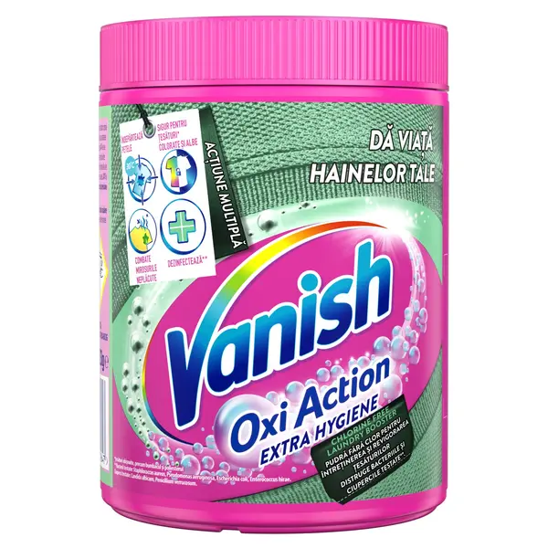 Pudra pentru indepartarea petelor & dezinfectarea hainelor Vanish Extra Hygiene, 423gr