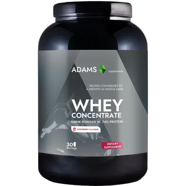 Pudra proteica cu aroma de zmeura Whey Concentrate Protein, 908g, Adams Vision