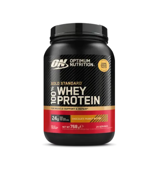 Pudra proteica proteine din zer 100% Whey Gold Standard Unt Arahide cu Ciocolata 768g, Optimum Nutrition