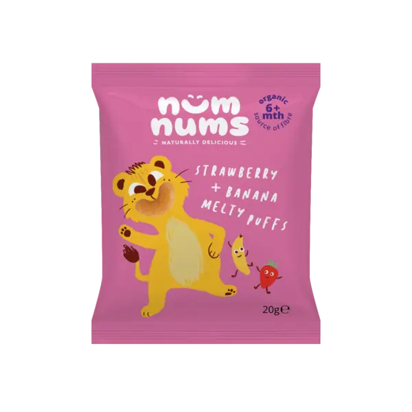 Pufuleti cu capsuni si banana Bio, 20g, Num Nums