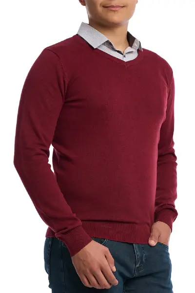 Pulover barbati anchior, Prestige, big size, Burgundy