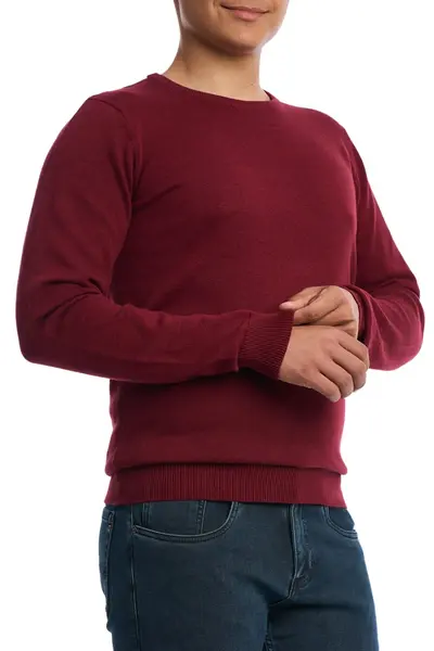 Pulover barbati, decolteu rotund, big size, Deep Burgundy
