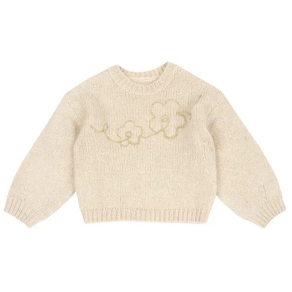 Pulover copii Chicco tricotat, bej cu model, 00081-69MC