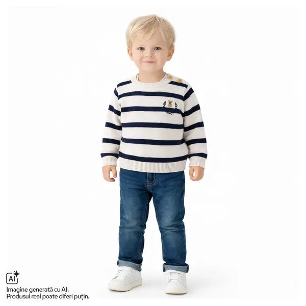 Pulover copii Chicco tricotat, Bej cu model, 01703-70MFCO