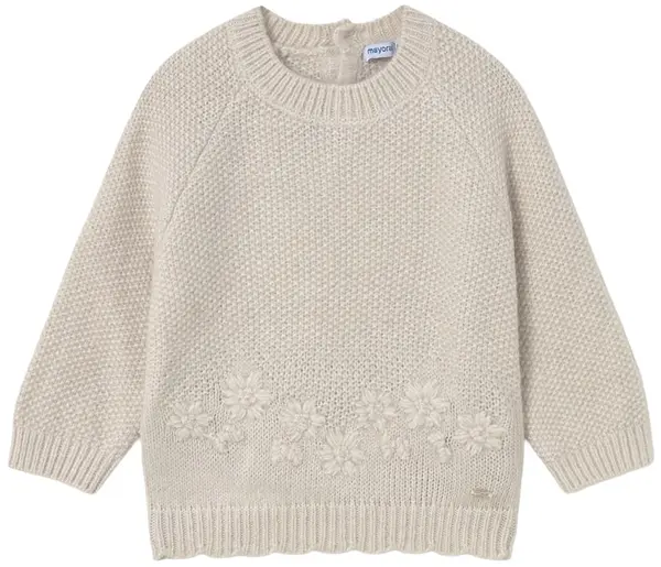 Pulover pentru copii Mayoral - Cu broderie florală, bej, 12 luni