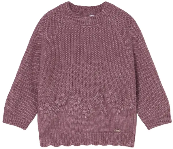 Pulover pentru copii Mayoral - Cu broderie florală, roz, 12 luni