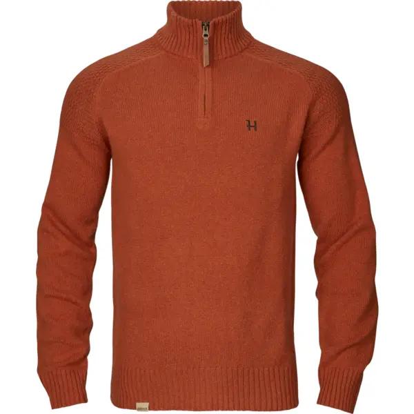 Pulover Vincent Merino Half Zip Bombay Brown