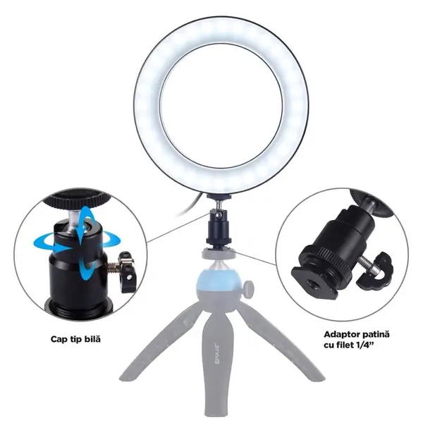 Puluz Lampa circulara pe usb Puluz 9cm