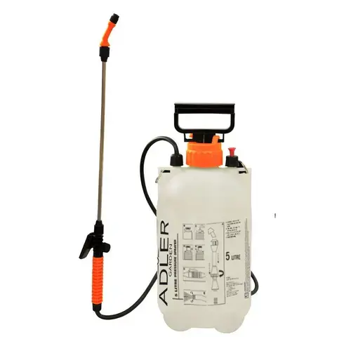 Pulverizator manual cu presiune Adler Ad6806, 5l, 250Kpa, 43x18cm, 148cm (Alb/Portocaliu)