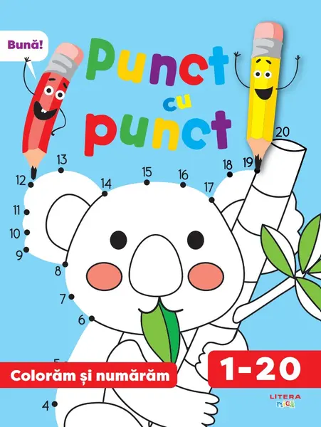 Punct cu punct. Coloram si numaram de la 1 la 20