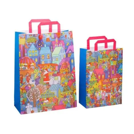 Punga cadou din hartie pentru copii - Targ de Craciun (XSmall, 70g)