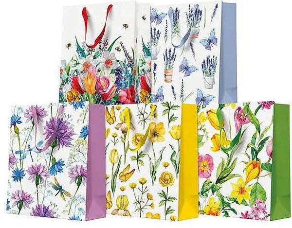 Pungă de cadou PAW - Flowers, 20 x 25 x 10 cm, assortiment