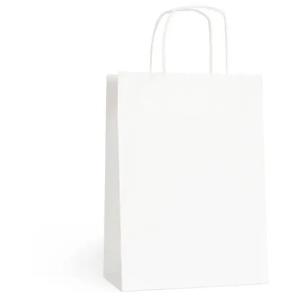 Punga din Hartie cu Maner Sfoara, Alba, 16 x 9 x 21 cm, 100 Bucati