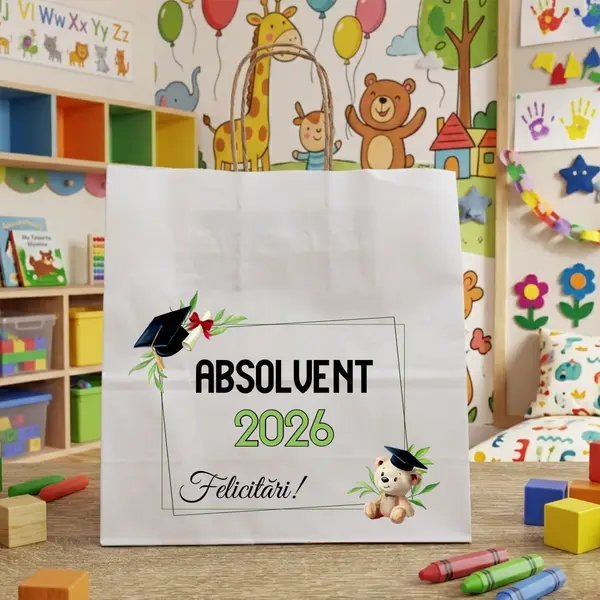 Punga din hartie pentru absolvire personalizata PHAP3 22X23X9 cm