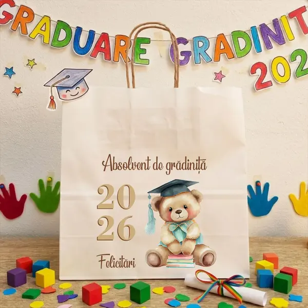 Punga din hartie pentru absolvire personalizata PHAP5 22X23X9 cm