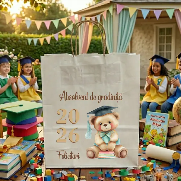 Punga din hartie pentru absolvire personalizata PHAP5 25X31X11 cm
