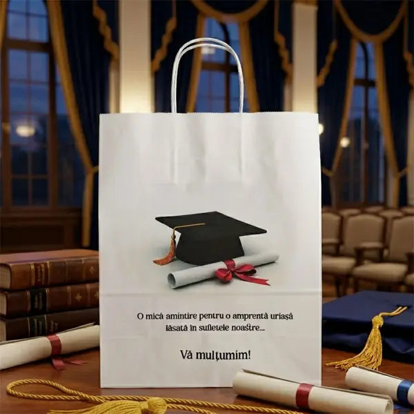 Punga din hartie pentru absolvire personalizata PHAP8 - 25X31X11 cm