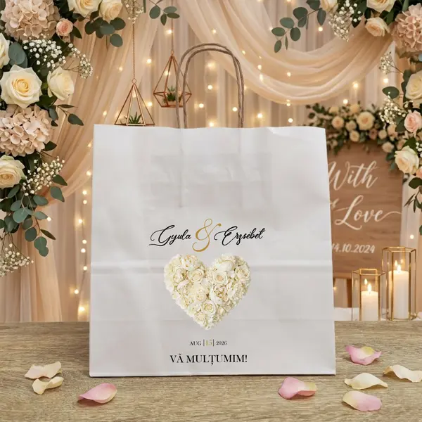 Punga din hartie pentru nunta personalizata PHNP4 22X23X9 cm