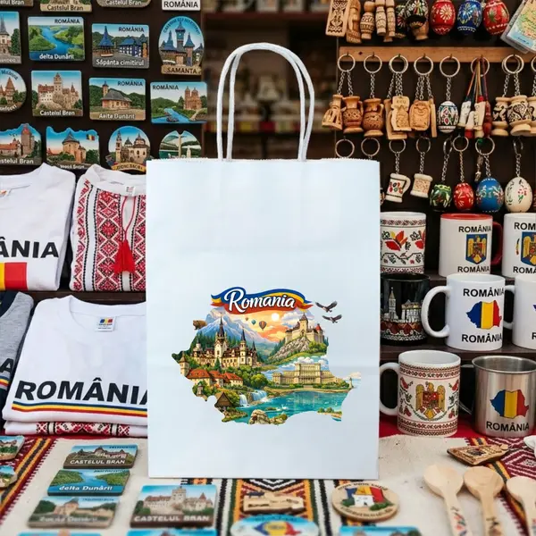 Punga din hartie Romania SVR133 16x22x8 cm