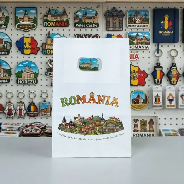 Punga din hartie Romania SVR135 14x21x7 cm