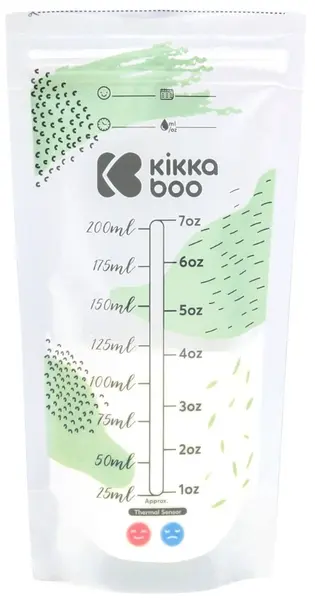 Pungi de depozitare a laptelui matern cu termosenzor KikkaBoo - Lactty, 200 ml, 50 bucăți