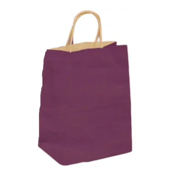 Pungi din Hartie cu Manere, Mov, Interior Natur, 25 x 14 x 30 cm, 100 Bucati