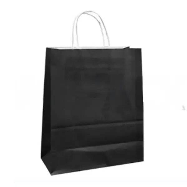 Pungi din Hartie cu Manere, Negru, Interior Alb, 25 x 14 x 30 cm, 100 Bucati