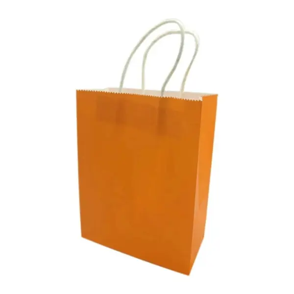 Pungi din Hartie cu Manere, Portocaliu, Interior Alb, 32 x 12 x 41 cm, 100 Bucati