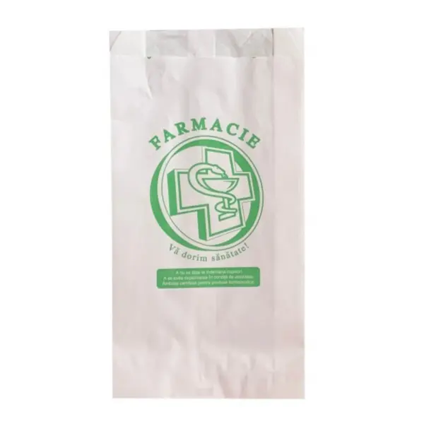 Pungi din Hartie pentru Farmacie, Model Cruce, 18 x 6.5 x 31 cm, 1000 Bucati