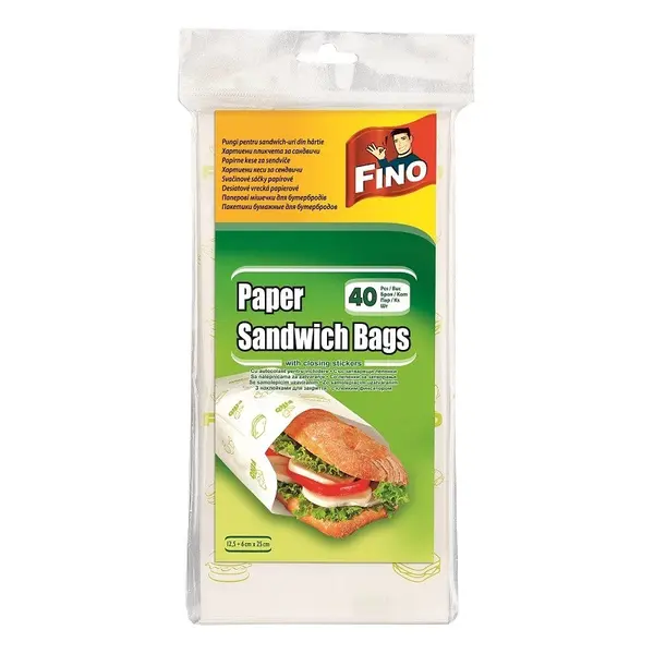 Pungi pentru Sandwich Fino, din Hartie, 6 x 25 cm, 40 Bucati