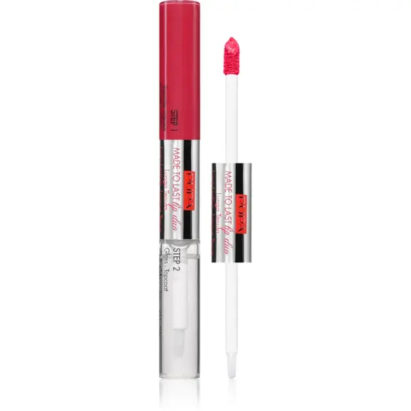 PUPA Milano Made to Last Lip Duo Ruj de buze lichid, de lunga durata stralucitor culoare 004 - Geranium Fuchsia 2x4 ml