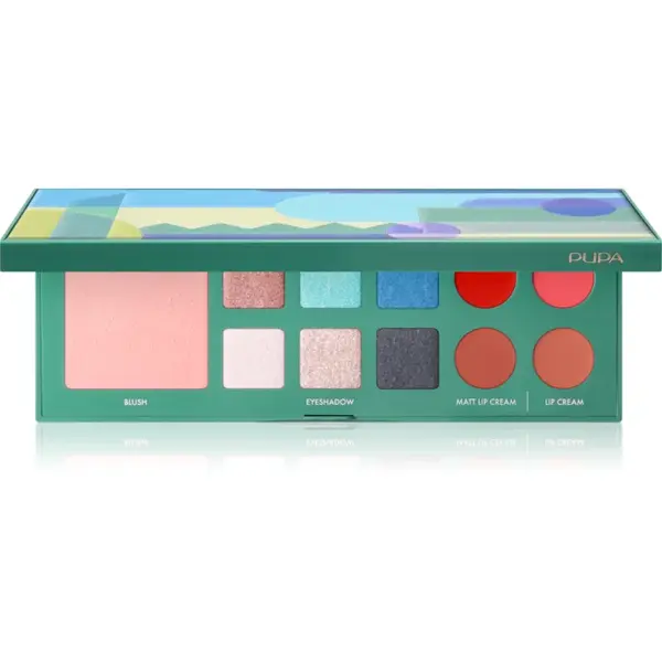 PUPA Milano Pupart S paleta pentru fata multifunctionala pentru ochi și buze GREEN 11.4 g