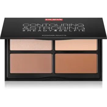 PUPA Milano #READY4SELFIE Contouring & Strobing Patela pentru conturul fetei cu efect de iluminare