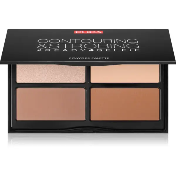 PUPA Milano #READY4SELFIE Contouring & Strobing Patela pentru conturul fetei cu efect de iluminare culoare 003 Dark Skin 175 g