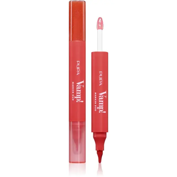 PUPA Milano Vamp! Lip Marker Duo repara buzele stralucitor culoare 003 Grape Juice 1.4 ml