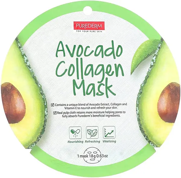 Purederm Mască de față folie Avocado Collagen, 18 ml