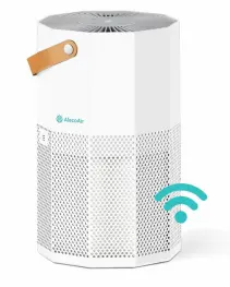 Purificator de aer AlecoAir P50 ROUBIQ White, Wi-Fi, Lampa UV-C, Filtru True HEPA si Carbune Activ, Ionizare, PM 2.5