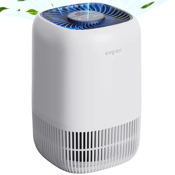 - Purificator de aer Evoair Nuvia, Filtru 3 in 1 True HEPA, Carbon Activ, 3 viteze, Mod Noapte, Aromaterapie, Lumină Ambientală, Timer, Indicator Murdărie Filtru, Alb