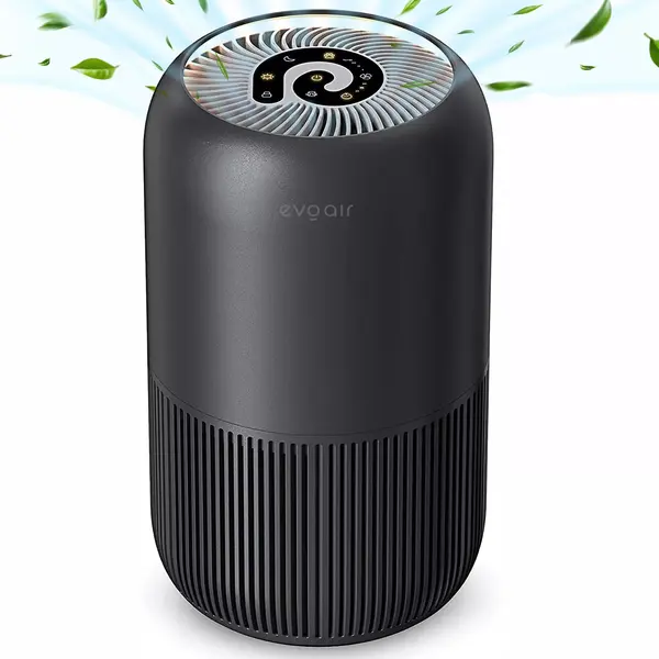 - Purificator de aer Evoair, YuvoSpin, Lampă UV-C, Filtru 3in1, True Hepa, Carbon Activ, Pre-filtru, 4 viteze, Funcție Polen/Animale, Mod Noapte, Blocare Ecran, Lumină Ambientală, Negru