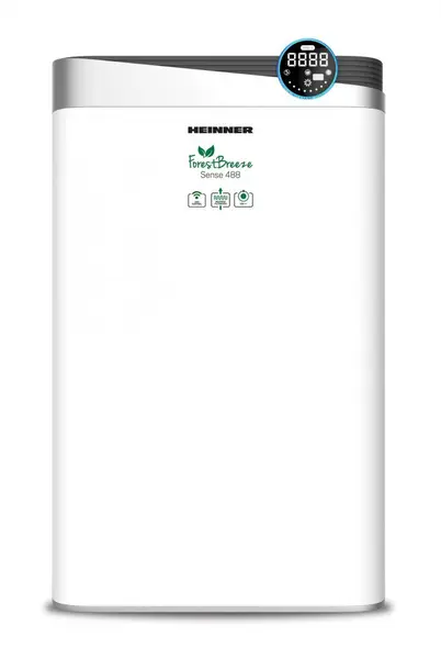 Purificator de aer Heinner Forest Breeze Sense 488 HPA-488WIFI, CADR 488 m³/h, filtru HEPA H11 + lampa UV, WIFI, ionizare, Auto, Sleep, 4 viteze, 85W, 3458 m², alb