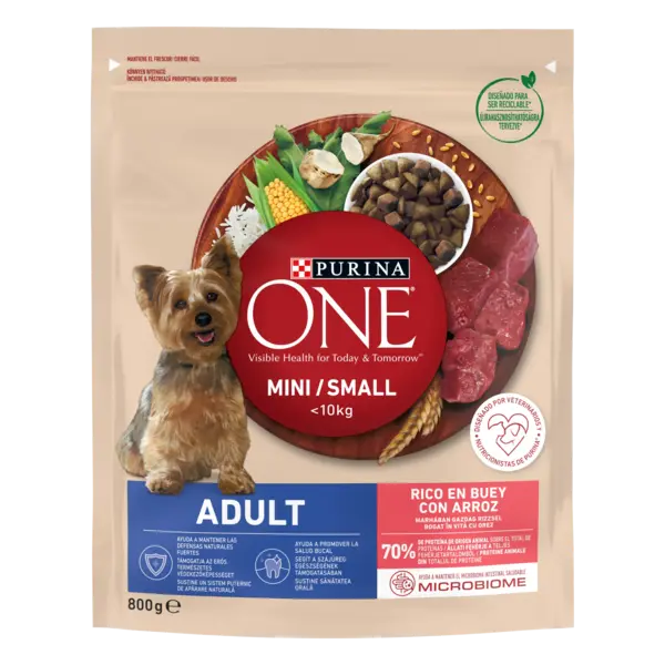 PURINA ONE MINI ADULT, Vita si Orez, hrana uscata pentru caini, 800 g