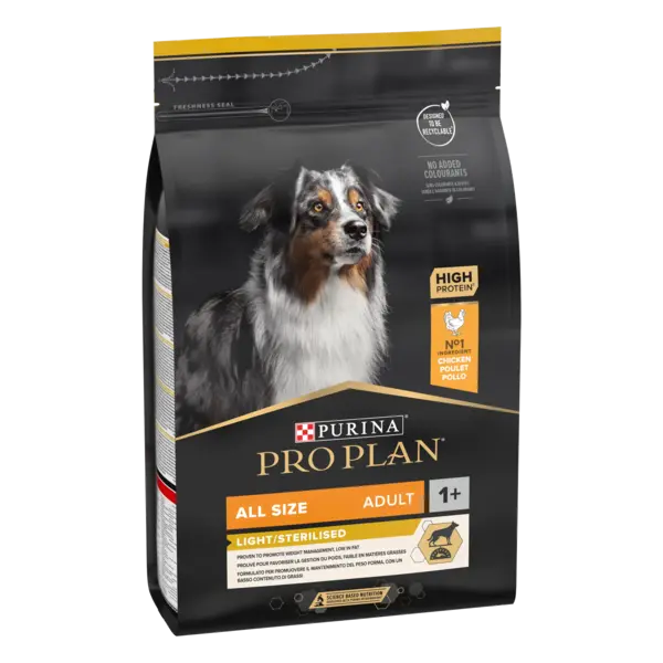 PURINA PRO PLAN ADULT Light Sterilised, Toate Taliile, Pui, 3 kg