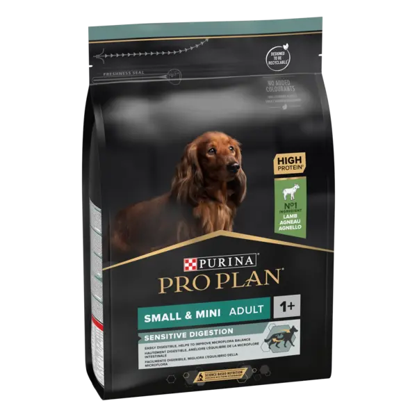 PURINA PRO PLAN ADULT Sensitive Digestion, Talie Mică și Foarte Mică, Miel, 3 kg