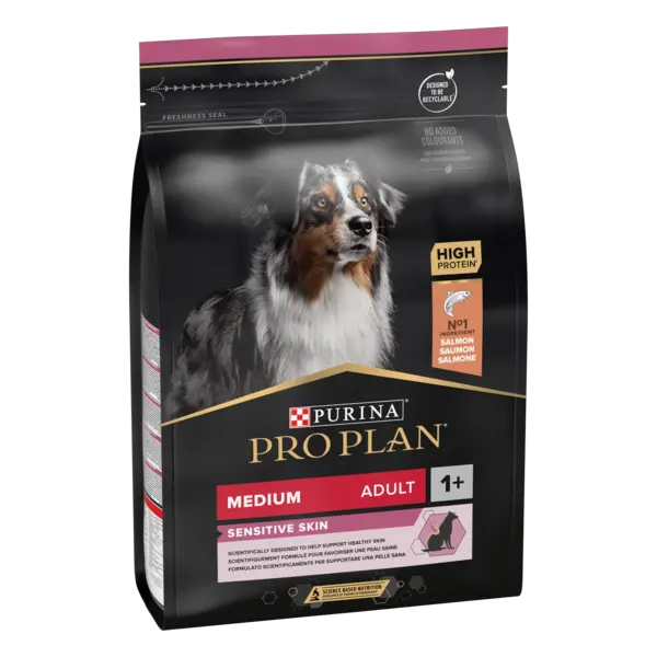 PURINA PRO PLAN ADULT Sensitive Skin, Talie Medie, Somon, 3 kg