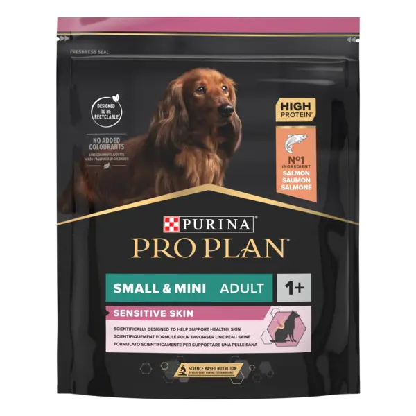 PURINA PRO PLAN ADULT Sensitive Skin, Talie Mică și Foarte Mică, Somon, 700 g